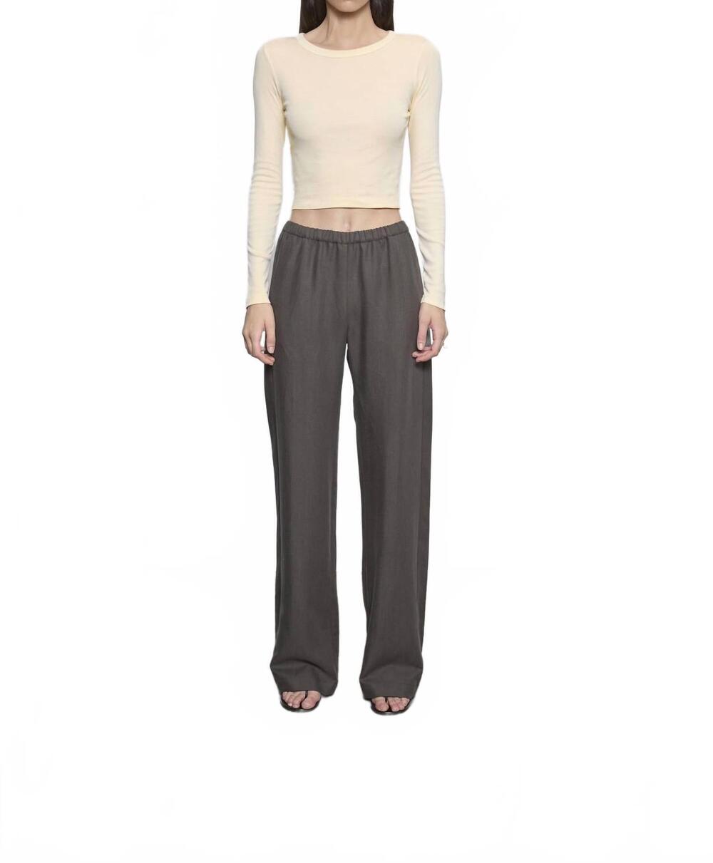 NEW ENZA COSTA supima baby rib long sleeve cropped top in flan